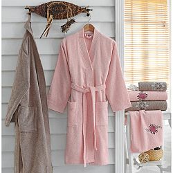 Set 2 županů a 4 ručníků z bavlny Pinky