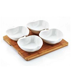 Set 4 porcelánových misek s táckem Elegance