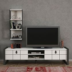 Set bílé TV komody a nástěnné skříňky Lost