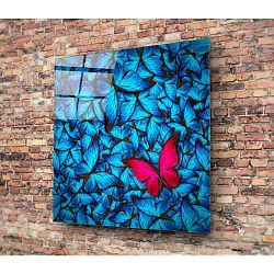 Skleněný obraz 3D Art Azul Butterfly, 30 x 30 cm