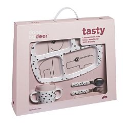 Startovací jídelní dětský set Happy Dots, růžový