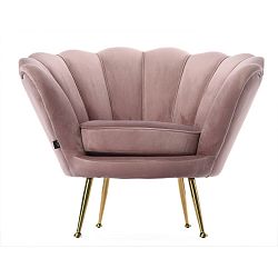 Světle růžové sametové křeslo Miloo Home Diva