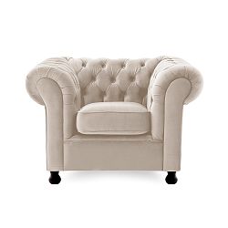 Světle šedé křeslo Vivonita Chesterfield Silky