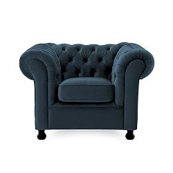 Tmavě modré křeslo Vivonita Chesterfield
