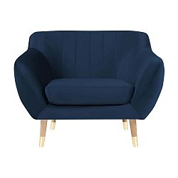 Tmavě modré sametové křeslo Mazzini Sofas Benito