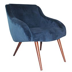 Tmavě modré sametové křeslo Miloo Home Kiton