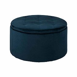 Tmavě modrý sametový puf Actona Retina, ⌀ 60 cm