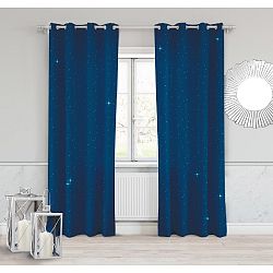 Tmavě modrý závěs Slowdeco Dots, 140 x 250 cm