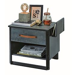 Tmavě šedý noční stolek Dark Metal Nightstand