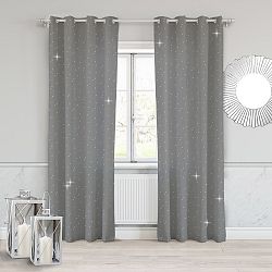 Tmavě šedý závěs Slowdeco Dots, 140 x 250 cm