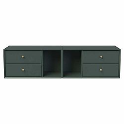 Tmavě zelená nástěnná knihovna 140x36 cm Z – Tenzo