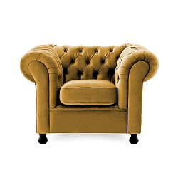 Tmavě žluté křeslo Vivonita Chesterfield