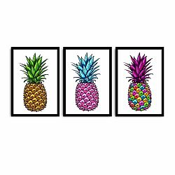 Trojdílný obraz Pineapple, 109 x 50 cm