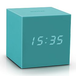 Tyrkysový LED budík Gingko Gravitry Cube