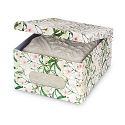 Úložný box Domopak White Flowers, délka 50 cm