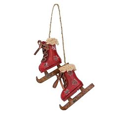 Závěsná dekorace Antic Line Skiing Boots Red