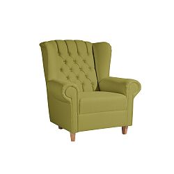 Zelené křeslo ušák Max Winzer Vary Leather Green