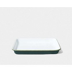 Zeleno-bílý smaltovaný podnos Falcon Enamelware