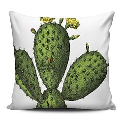 Zelenobílý polštář Home de Bleu Cactus, 43 x 43 cm