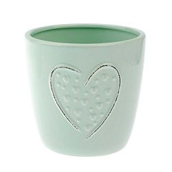 Zelený keramický květináč Dakls Heart, výška 12 cm