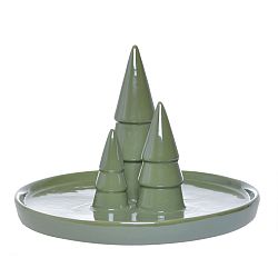 Zelený keramický servírovací tác Ewax Christmas