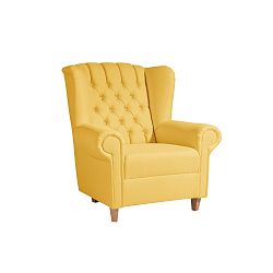 Žluté křeslo ušák Max Winzer Vary Leather Corn
