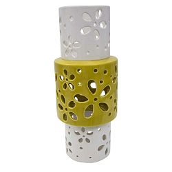 Žluto-bílá porcelánová váza Mauro Ferretti Ring