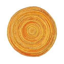 Žlutý bavlněný kruhový koberec Eco Rugs, Ø 120 cm