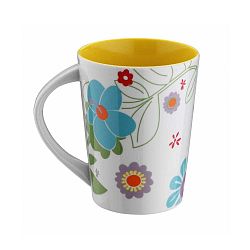 Žlutý porcelánový hrnek Flowers, 400 ml