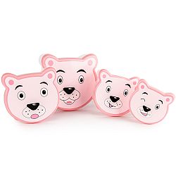 4dílná sada svačinových dóz Bear, růžová