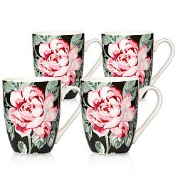 Altom 4dílná sada hrnků Paris Rose, 320 ml, černá  