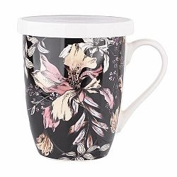 Altom Porcelánový hrnek s víčkem Black Lily, 300 ml