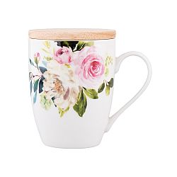 Altom Porcelánový hrnek s víkem Amelia 300 ml, bílá