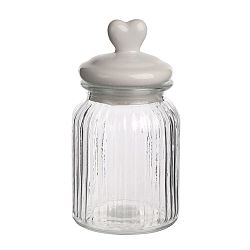 Altom Skleněná dóza s keramickým víkem Heart, 22 cm
