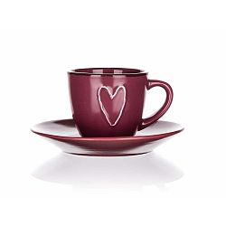 Banquet Šálek s podšálkem HEART 80 ml, vínová