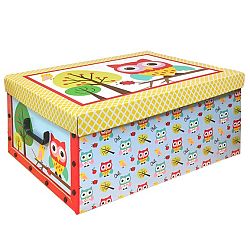 Box s víkem Owl 49 x 24 x 39 cm, žluté víko