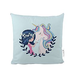 Butter Kings Polštářek Girl and unicorn, 50 x 50 cm