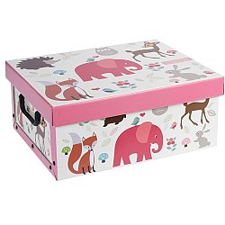 Dekorační box Hatu Slon růžová, 37 x 30 x 16 cm