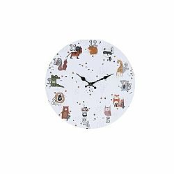 Dětské nástěnné hodiny Hatu Animals, 33 cm, bílá
