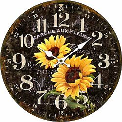 Dřevěné nástěnné hodiny Marche aux fleurs, pr. 34 cm