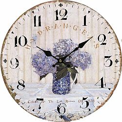 Dřevěné nástěnné hodiny Vintage lavender, pr. 34 cm