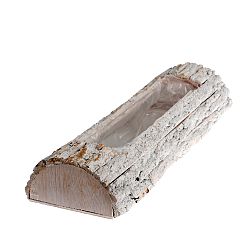 Dřevěný truhlík s PVC, bílá, 9,5 x 61 x 17,5 cm