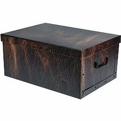 EH Úložný box s víkem Leather Design, tm. hnědá