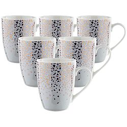 Florina Sada porcelánových hrnků Grey 340 ml, 6 ks