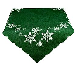 Forbyt Vánoční ubrus Vločky zelená, 35 cm