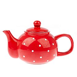 Keramická konvička na čaj Dots 1 l, červená 