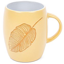 Keramický hrnek s dekorem Leaf, žltá