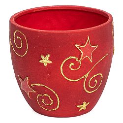 Keramický obal na květináč Golds červená, 12 cm