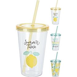 Koopman Plastový kelímek s brčkem 600 ml3 designy