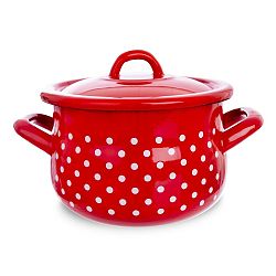 Orion Smaltovaný hrnec s poklicí Tečka, 16 cm